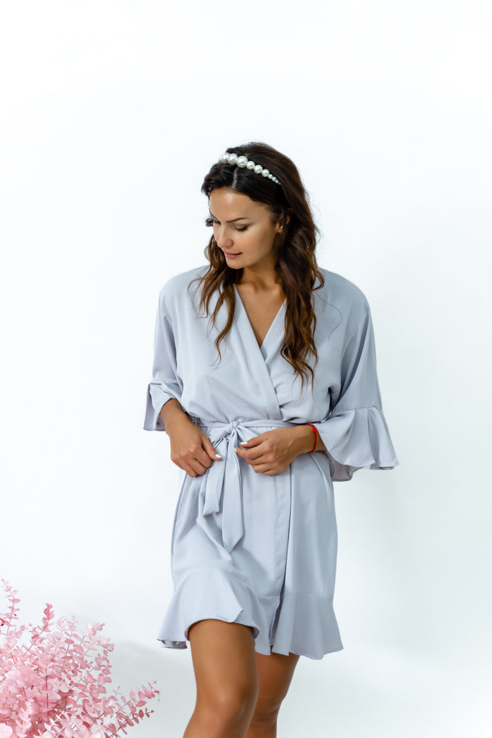 Ruffled Robe - Gray