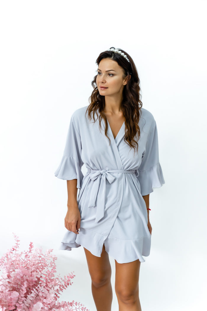 Ruffled Robe - Gray