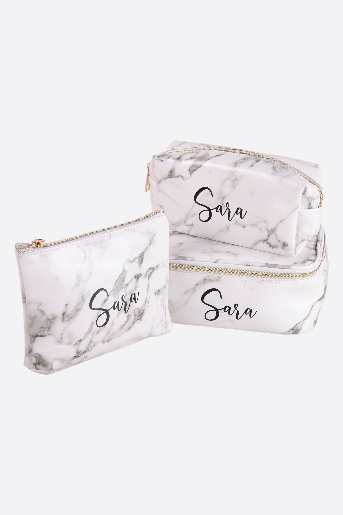 Makeup Bag White Marble Set