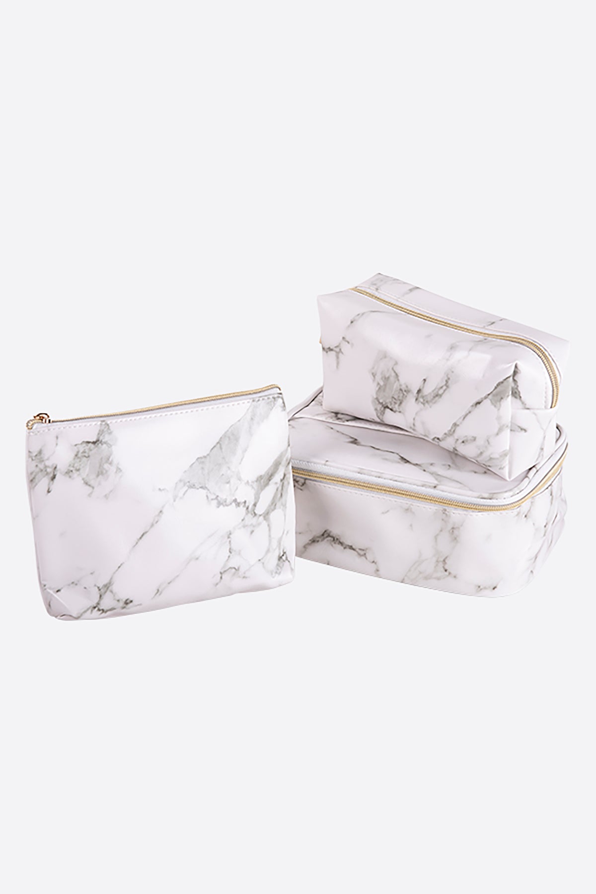 Makeup Bag White Marble Set