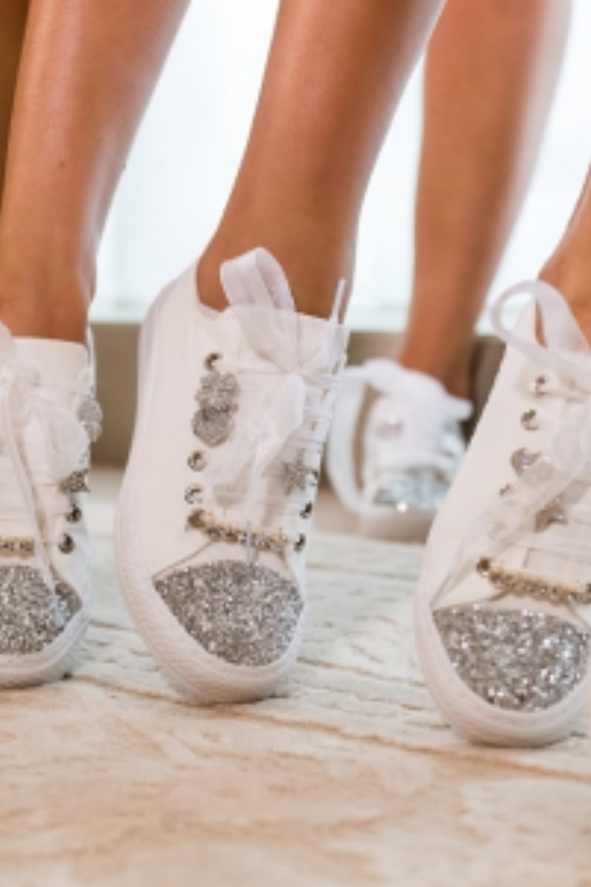 Silver glitter tennis sales shoes