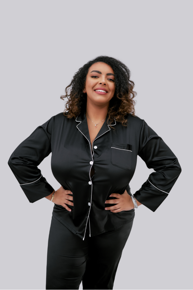 Lilac Pyjama - Black (Long - Plus Size)