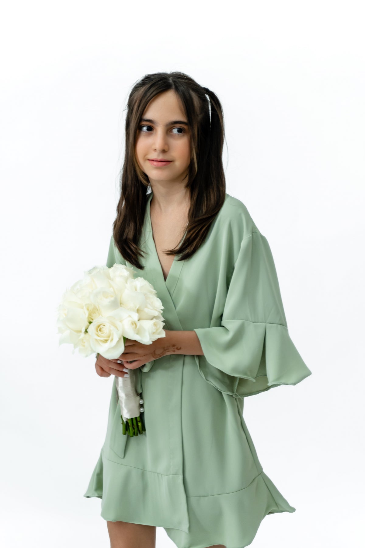Ruffled Robe Kids - Sage Green – Lilac Studio