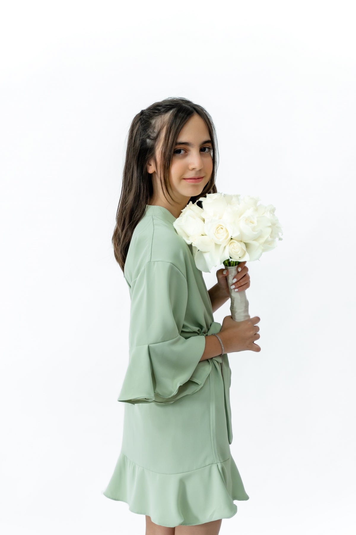 Ruffled Robe Kids - Sage Green – Lilac Studio
