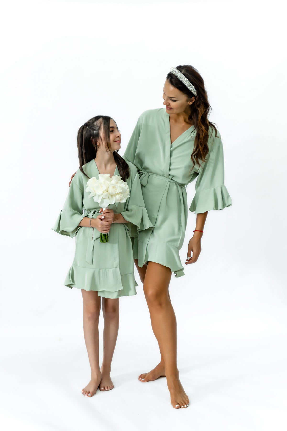 Ruffled Robe Kids - Sage Green – Lilac Studio