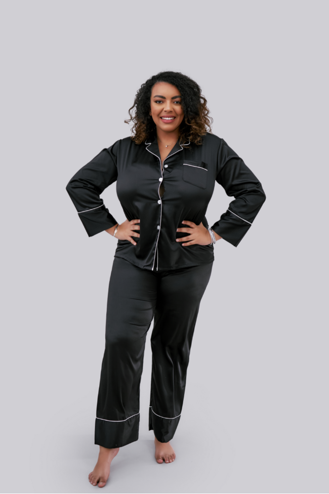 Lilac Pyjama - Black (Long - Plus Size)